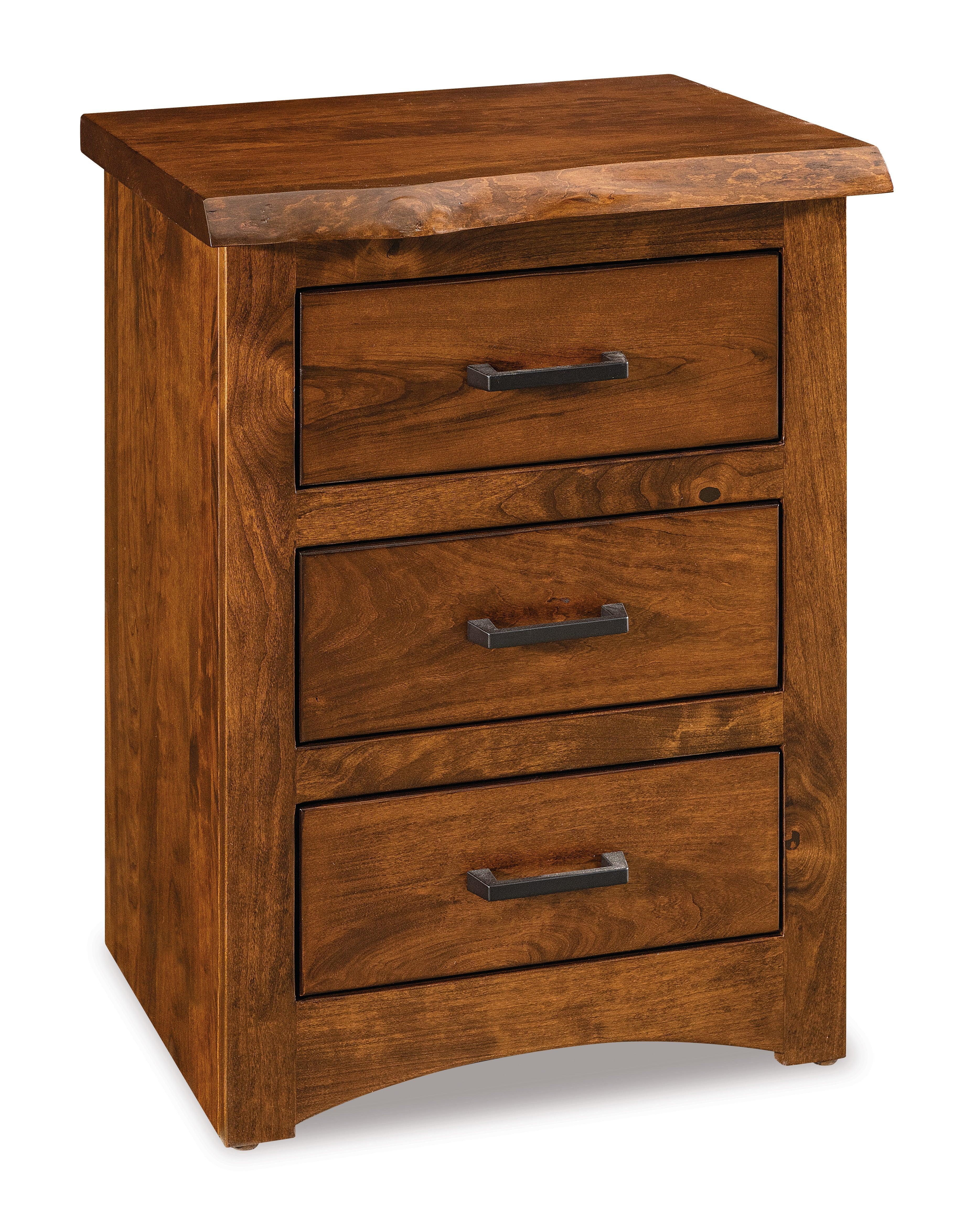 Amish Live Wood Three Drawer Nightstand