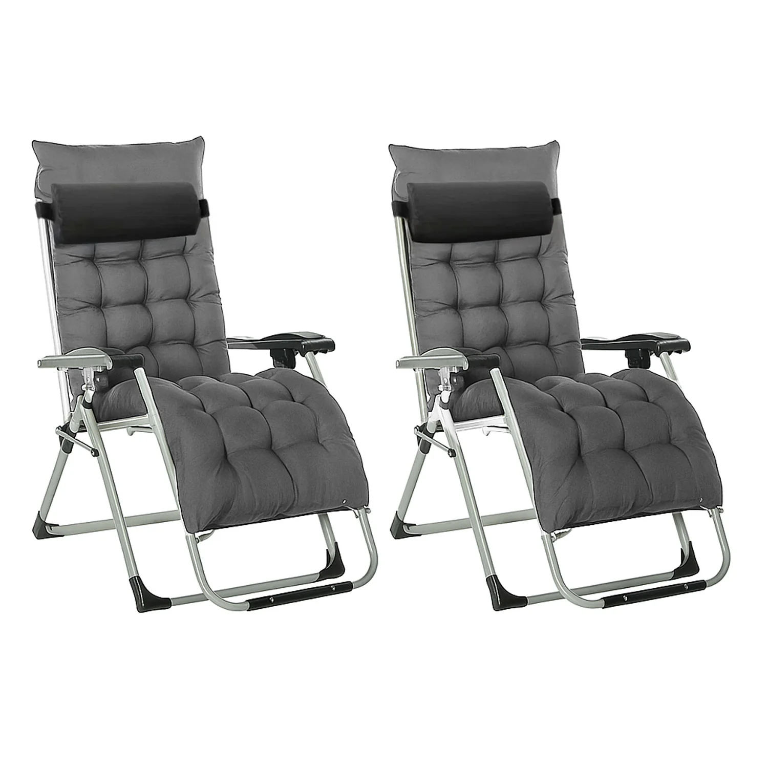 Neo Dark Grey Zero Gravity Sun Lounger With Padded Cushions Set of Two