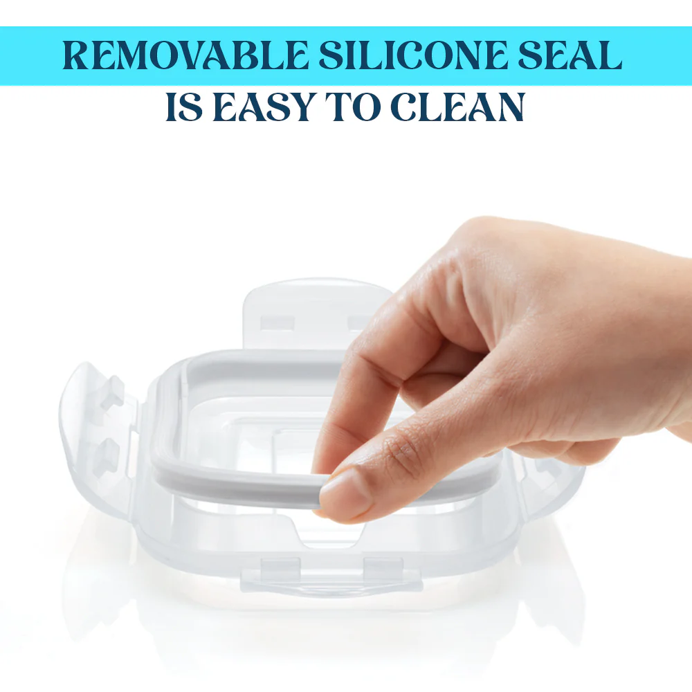 Larah Gracia Glass Lunchbox, Square x 3, 320ml x 3