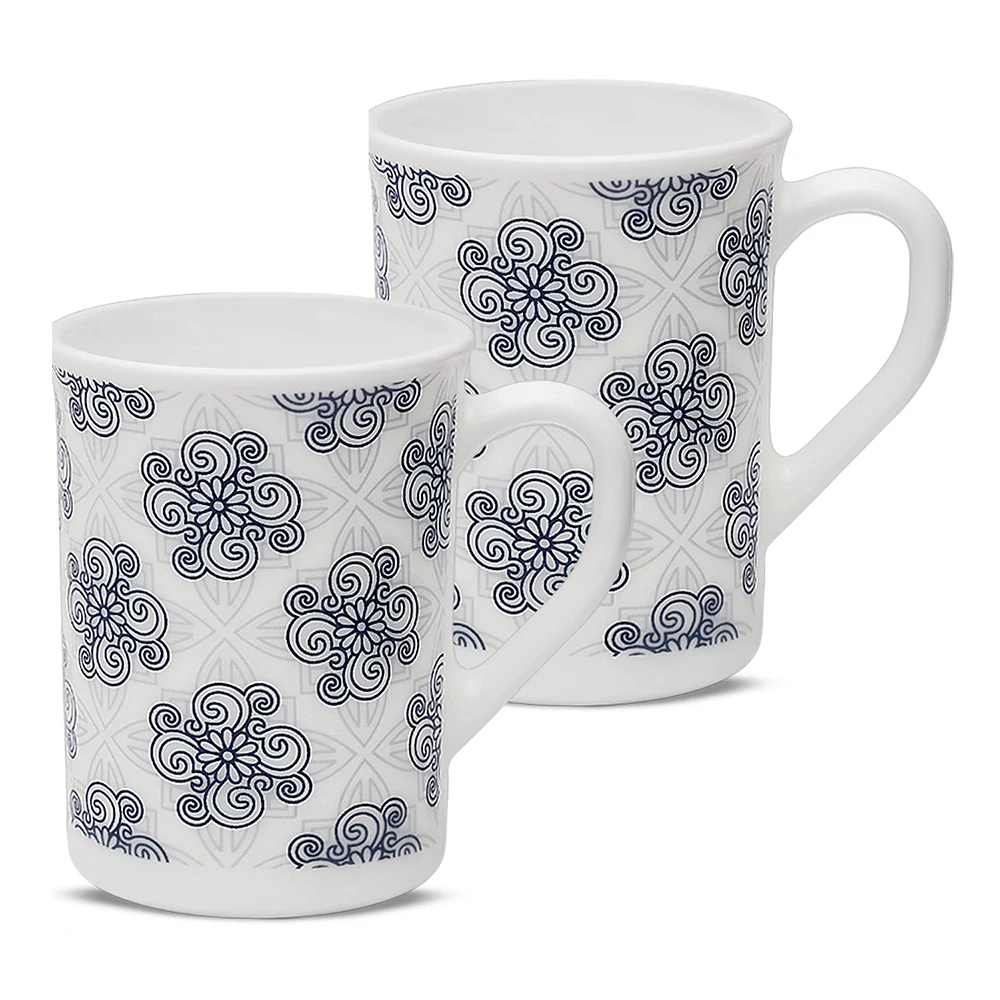 Larah By Borosil Kuba Grey Mug Set, 350ml x 2