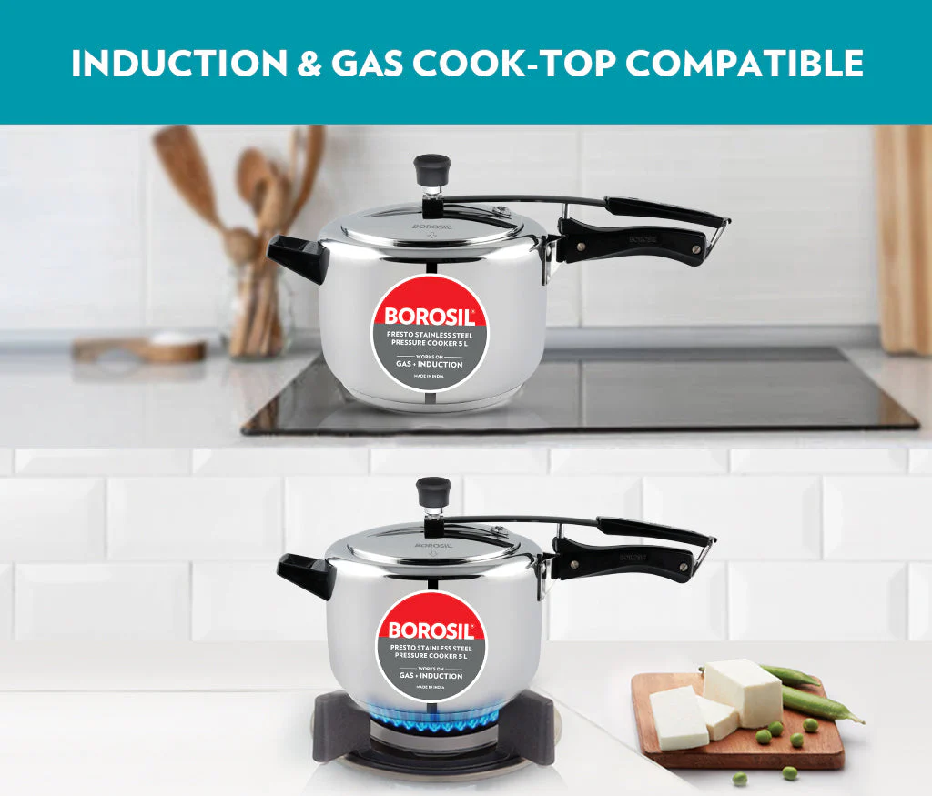 Borosil Presto SS Pressure Cooker, 5L