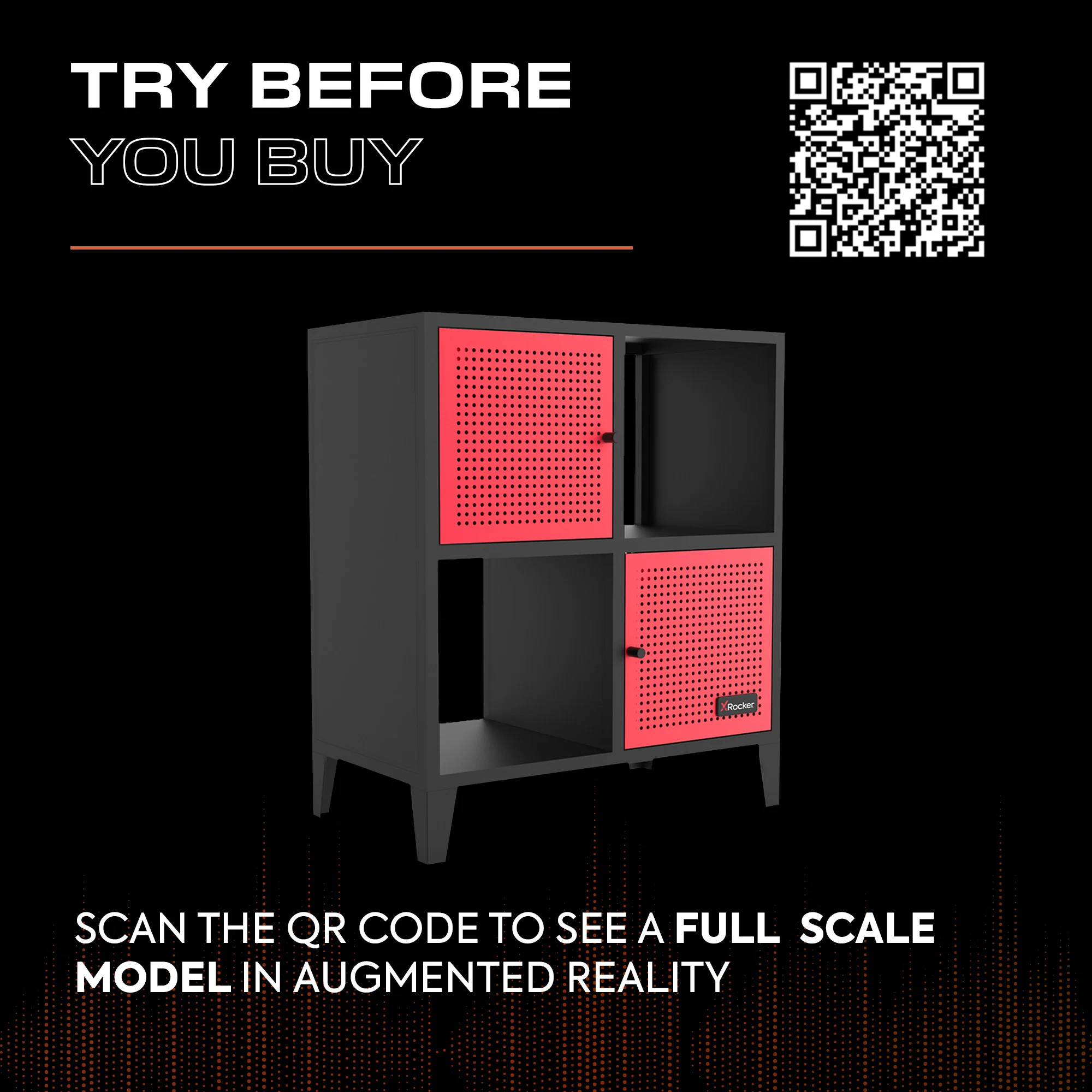 Mesh-Tek 4 Cube Square Storage Unit - Black / Red