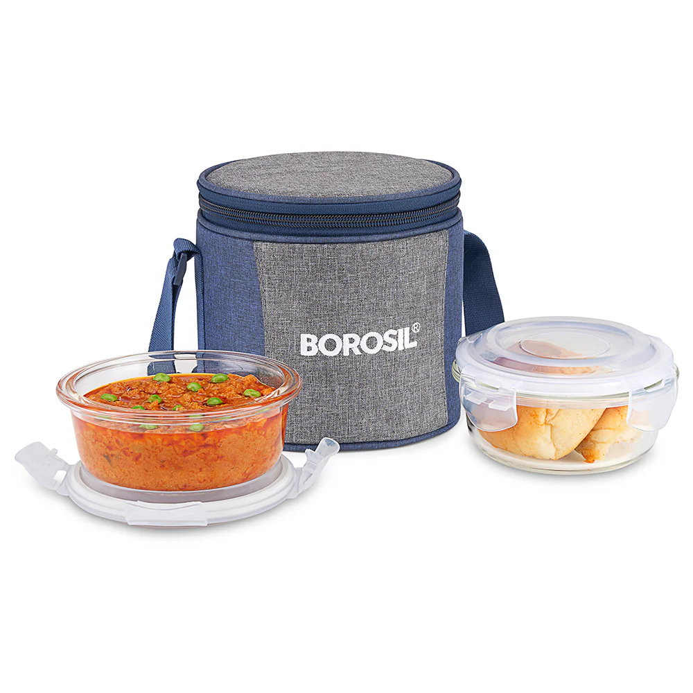 Borosil Alora Lunch Bag, Round x 2 (Tall)