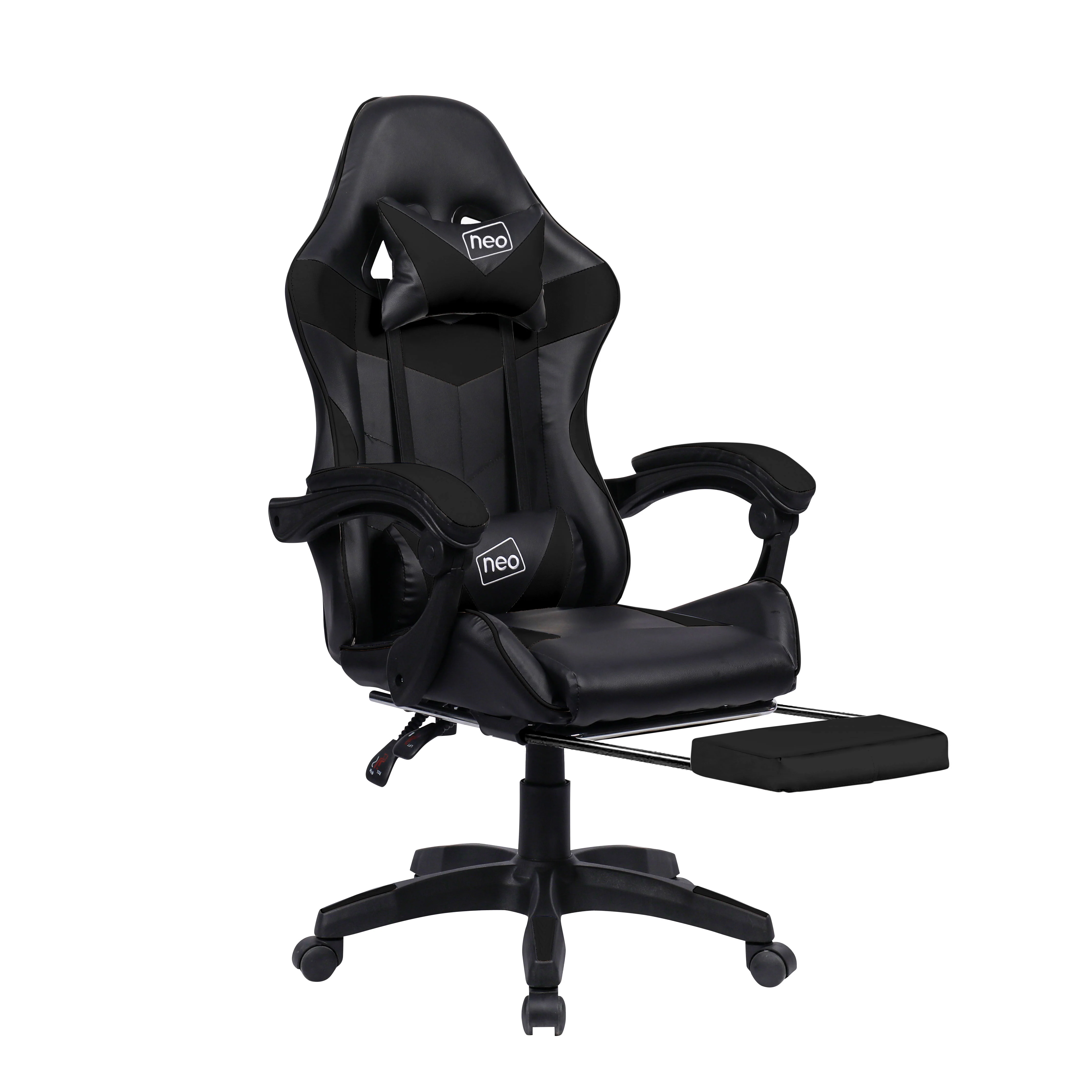 Neo Gaming Chair Black PU Leather with Footrest