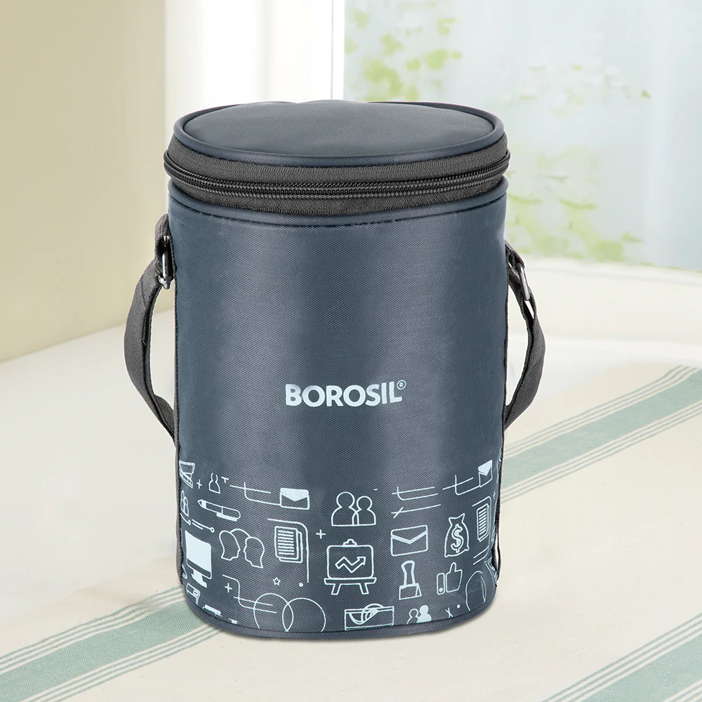 Borosil CarryFresh Lunch Bag For Lunch Box Set of 2, (280ml x 2 + 180ml), Flat (Only Bag)