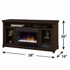 Dupont Electric Fireplace Media Console w/ Glass in Dark Brown