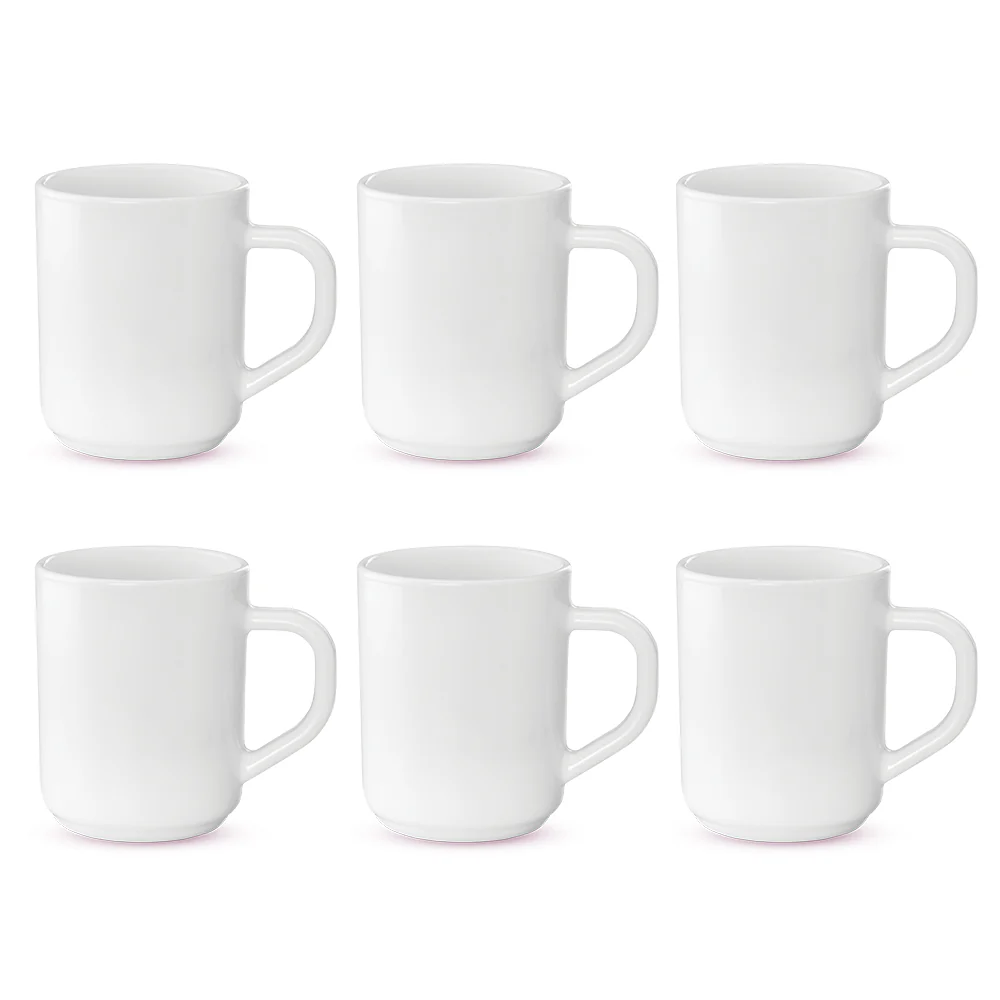 Larah By Borosil White Mug Set, 240ml x 6