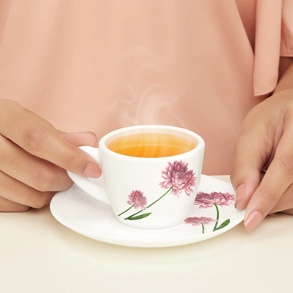 Larah by Borosil Nargis Cup n Saucer Set, 90ml x 12