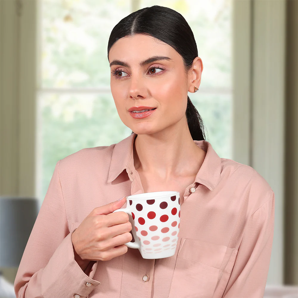 Larah by Borosil Polka Red Mug, 390ml