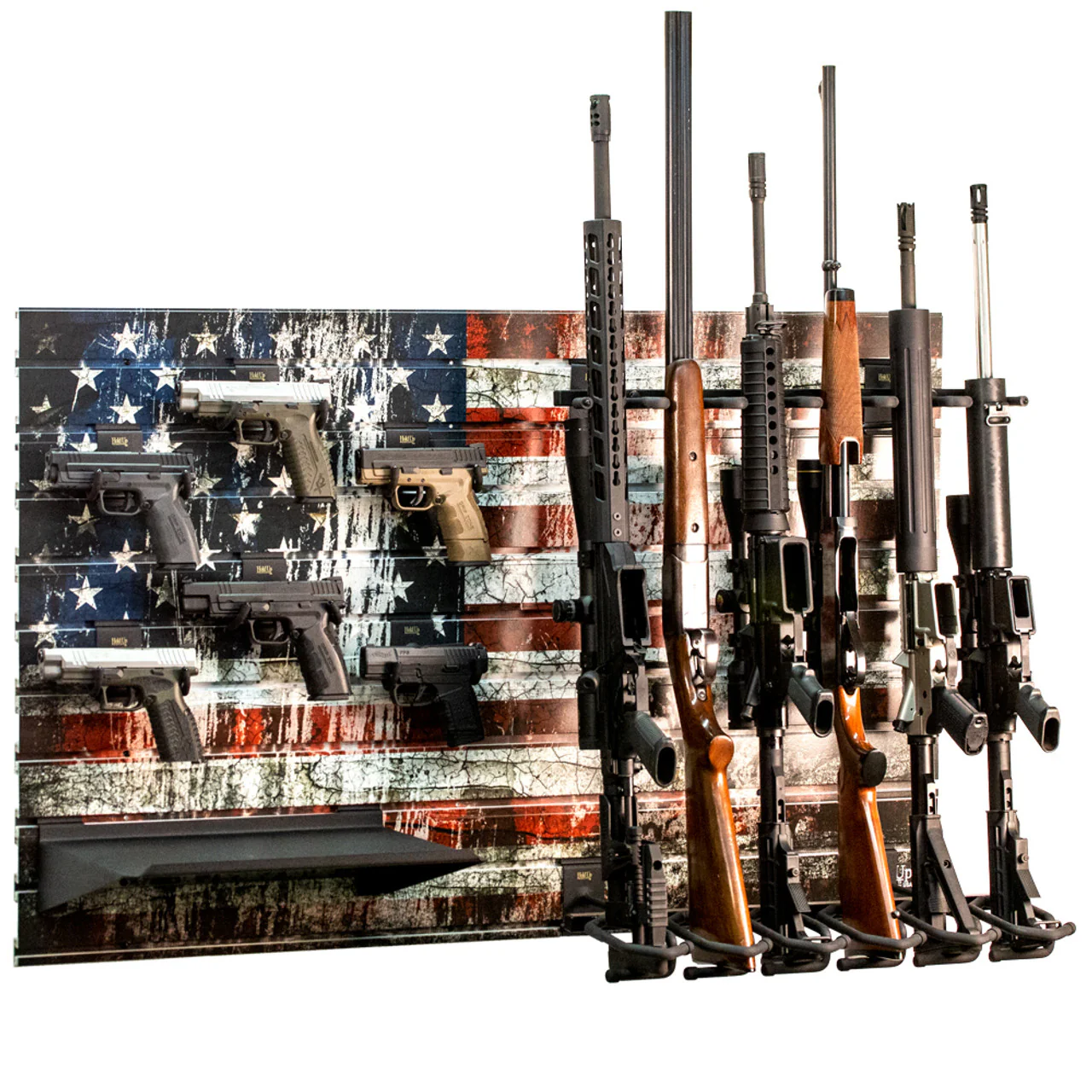 Hold Up Displays American Flag Gun Wall Bundle for 6 Rifles and 6 Pistols HD93-F