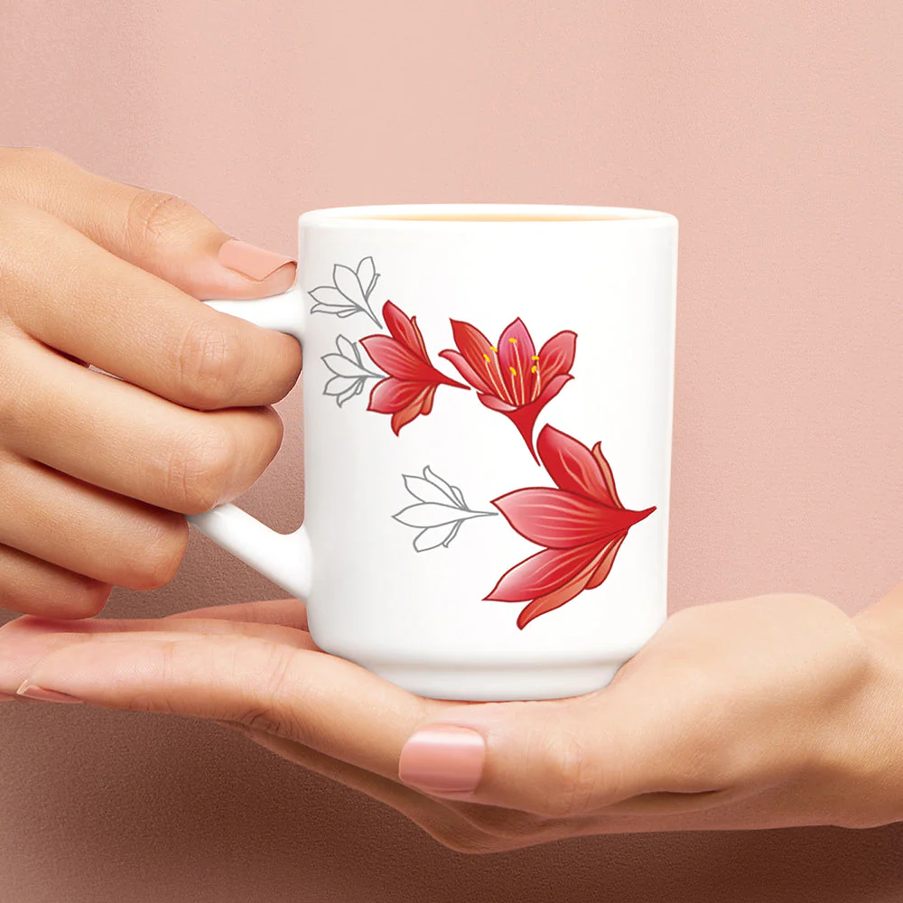 Larah by Borosil Ruby Mug Set, 100ml x 6