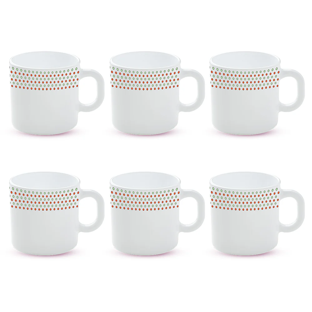 Larah by Borosil Waltz Mug Set, 100ml x 6