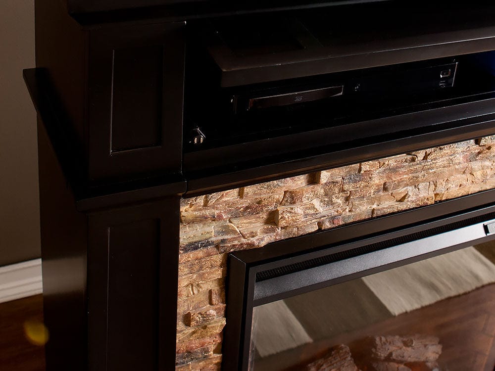 Crestwick Electric Fireplace Media Console in Black