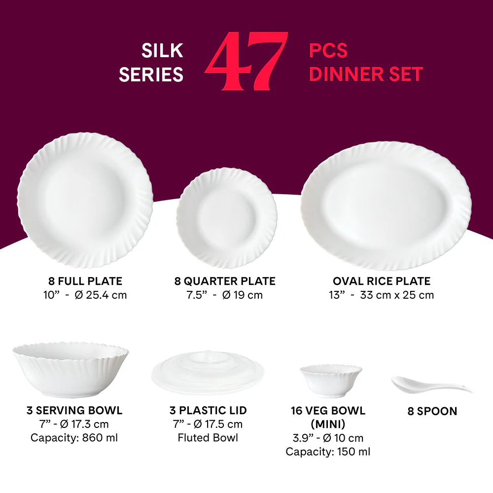 Larah by Borosil Bali 47 pc Dinner Set