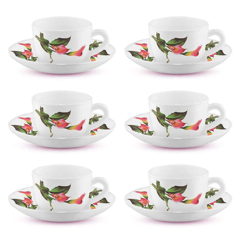 Larah by Borosil Stargazer Cup n Saucer Set, 90ml x 12