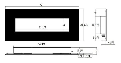 Dynasty 70-In Wall Mount Electric Fireplace