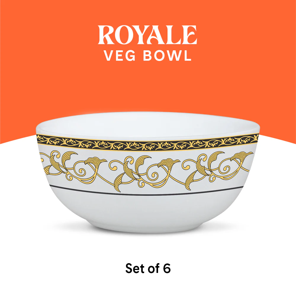 Larah by Borosil Royale Veg Bowl Set, 6 pc