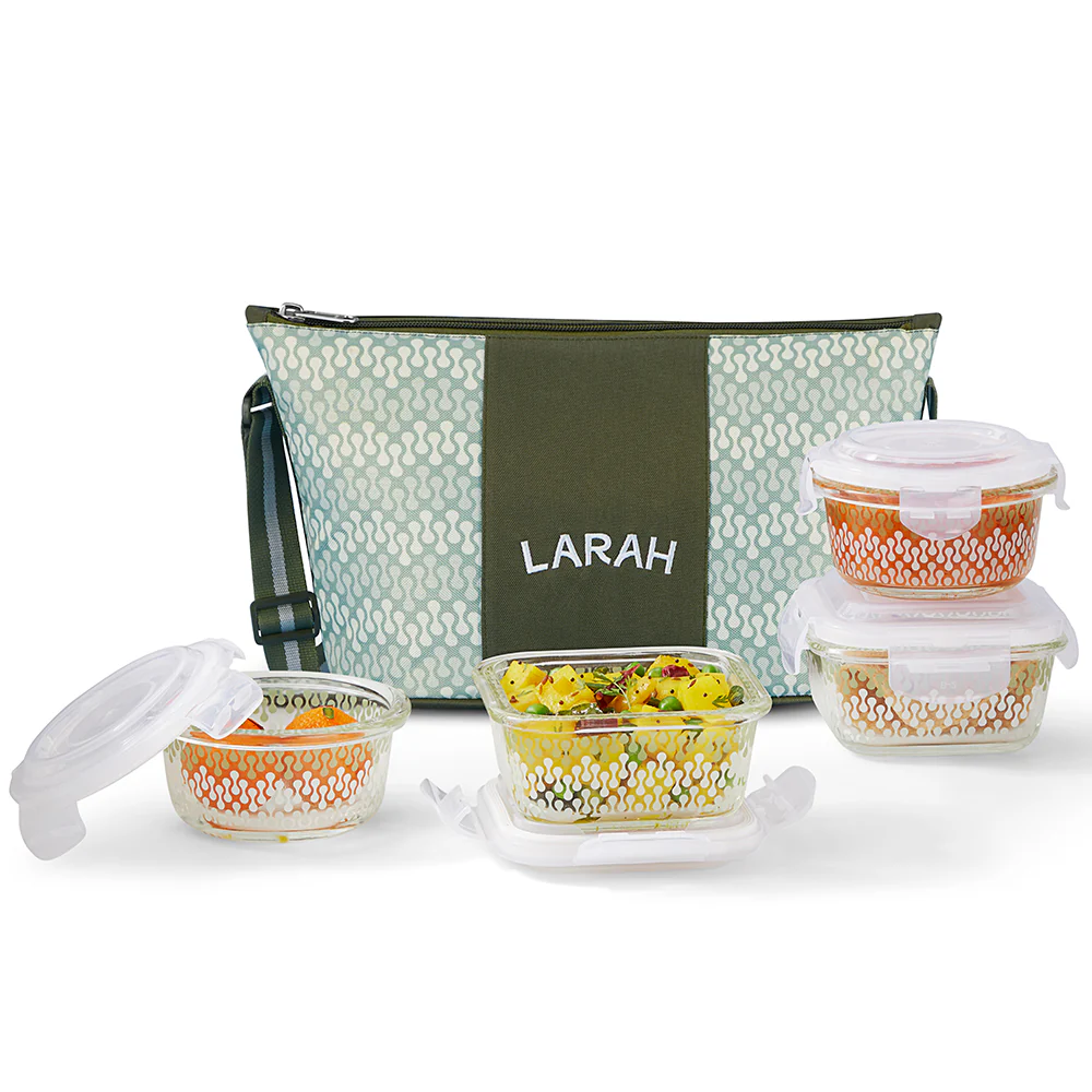Larah Gracia Daisy Glass Lunchbox, Set of 4
