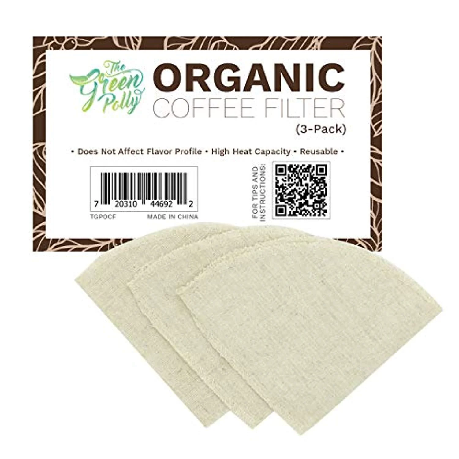 Organic Hemp Cloth Coffee Filter, 12 Count