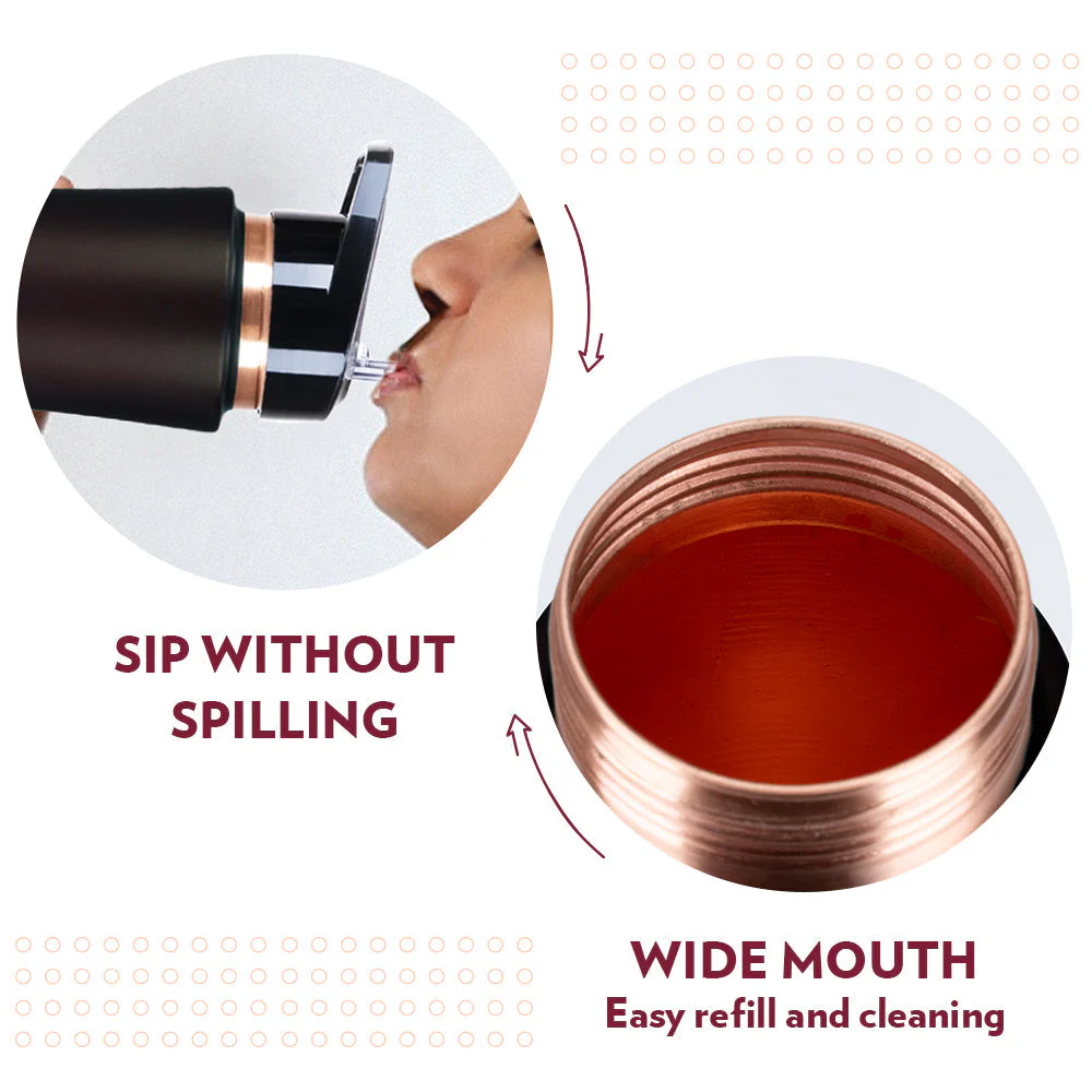 Borosil Sipper Copper Bottle, Brown, 750ml