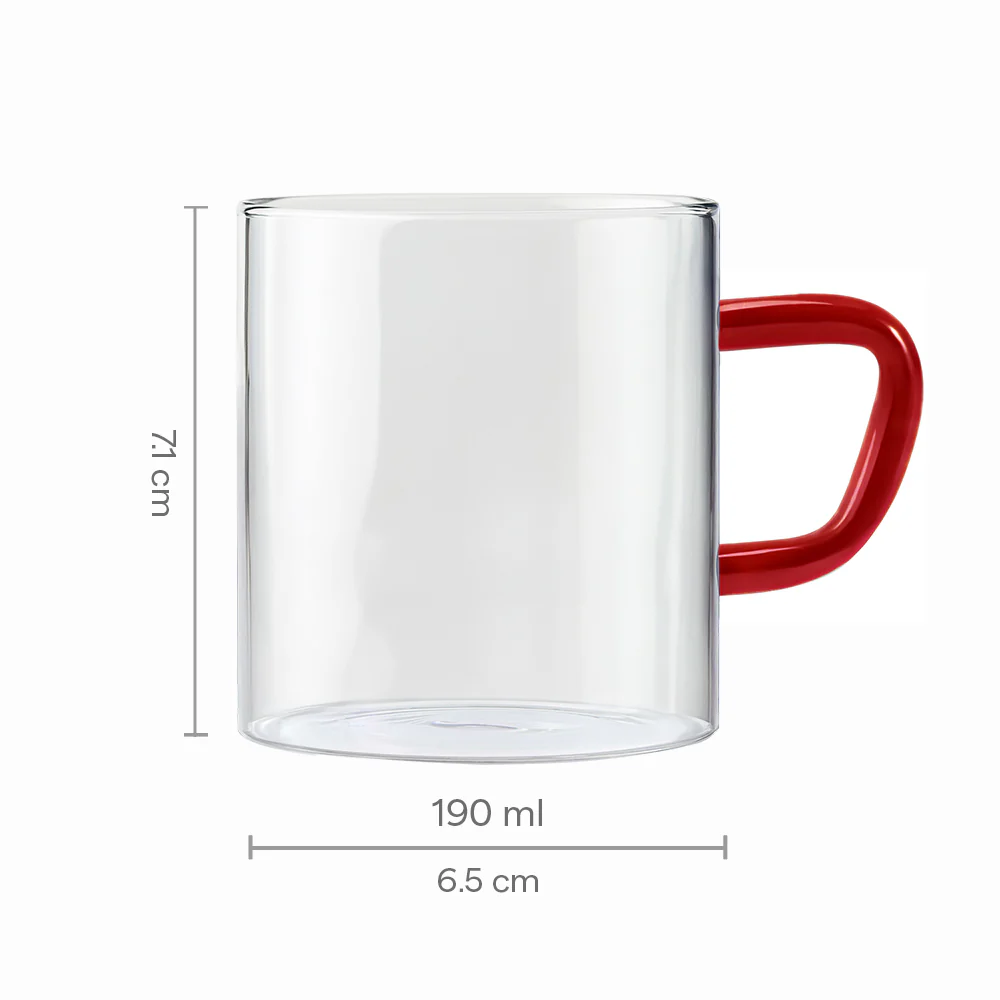 Borosil Brown Vision Classic Mug Set, 190ml x 6