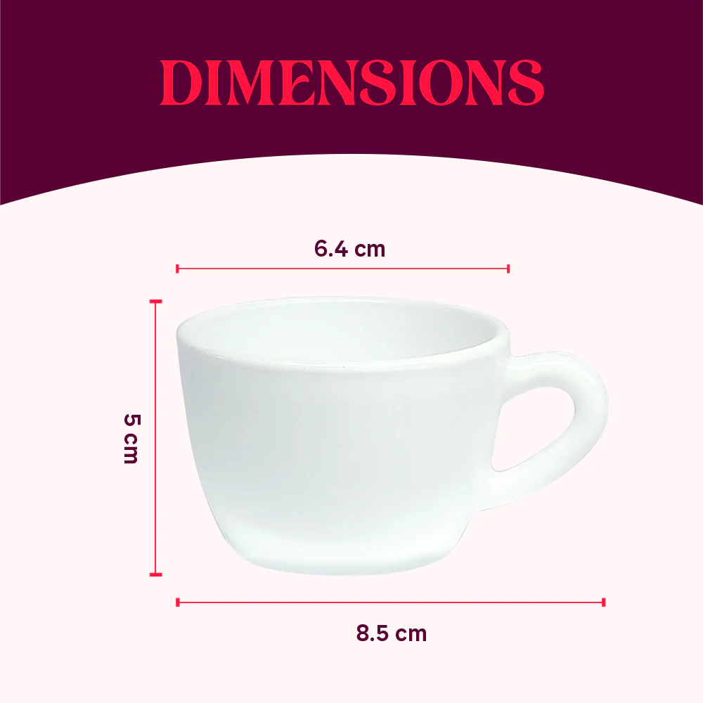 Larah by Borosil Zinnia Cup Set, 90ml x 6