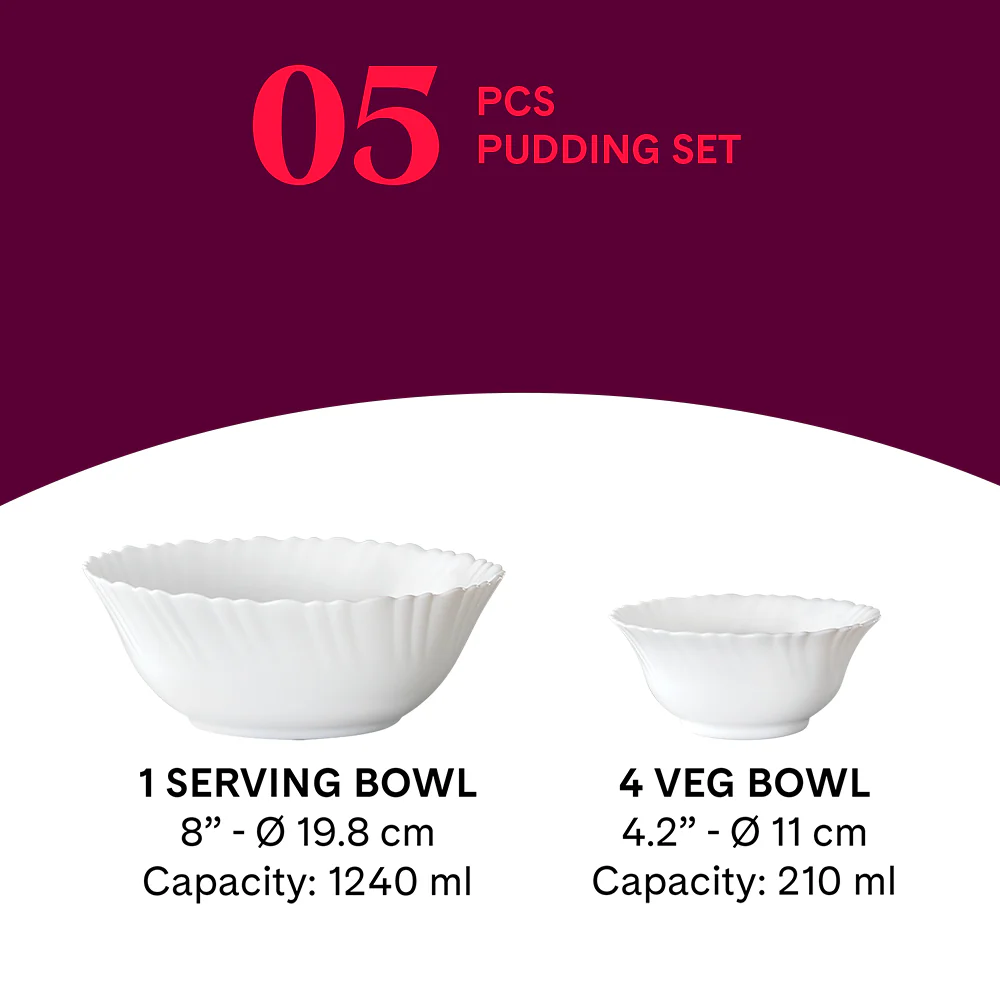 Larah by Borosil Green Herbs Pudding Set, 5 pc