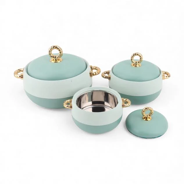 3 Piece Luxury Food Thermo Casserole Set Green