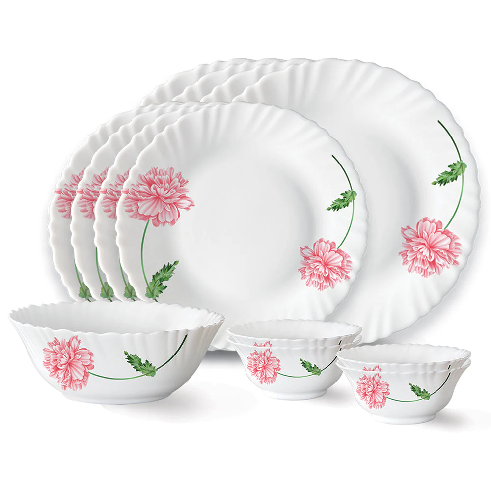 Larah by Borosil Red Mist Dinner Set, 10 pc