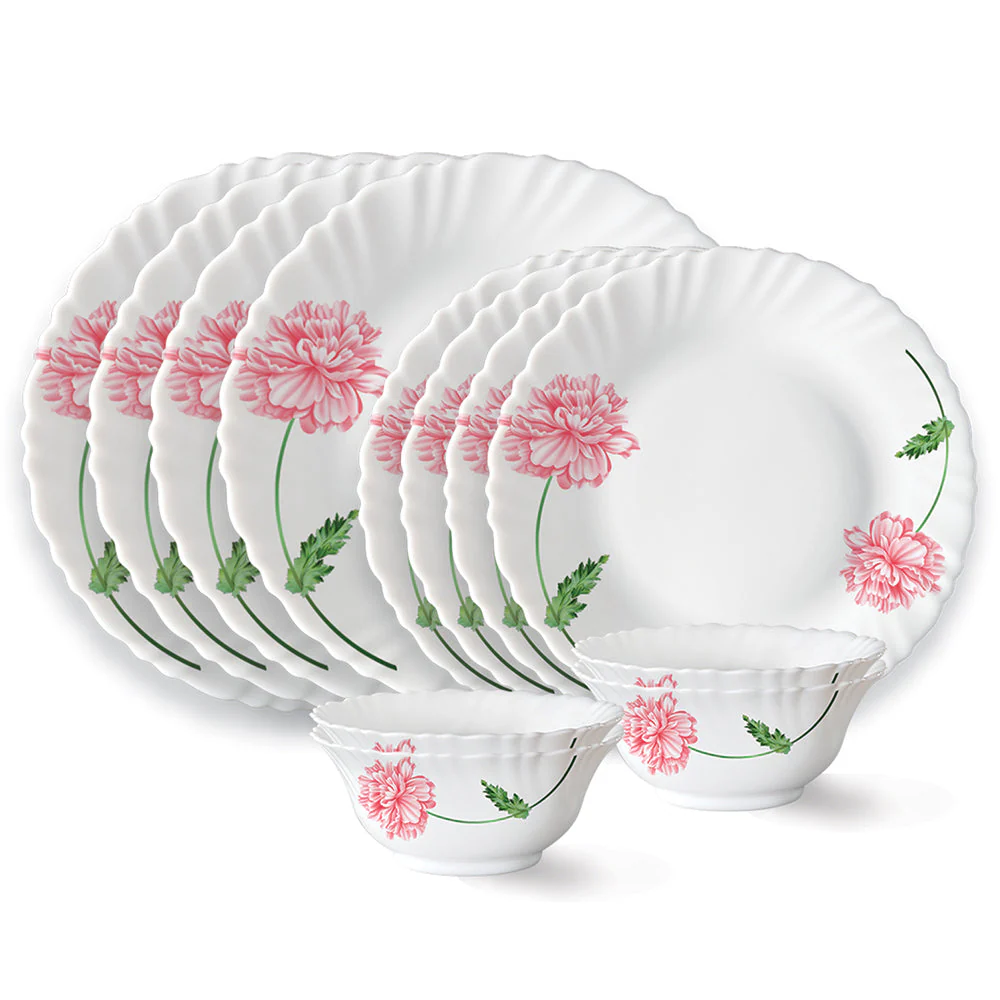 Larah by Borosil Red Mist Dinner Set, 10 pc