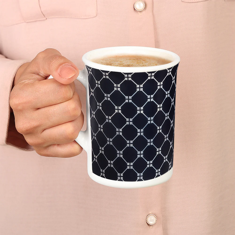 Larah By Borosil Kazak White Mug Set, 350ml x 2