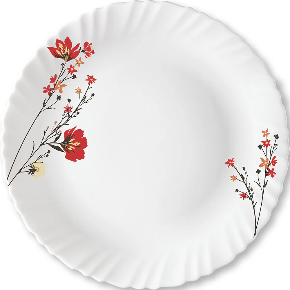Larah by Borosil Chrys Red Full Plate Set, 6 pc