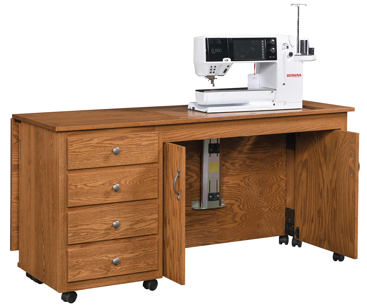 Amish Flat Top Pocket Doors Sewing Cabinet