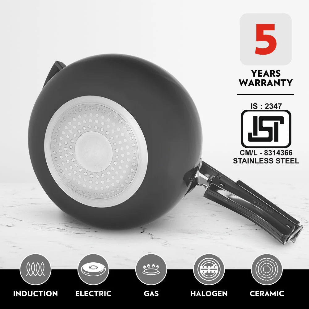 Borosil Pronto Hard Anodised Pressure Cooker, 5L