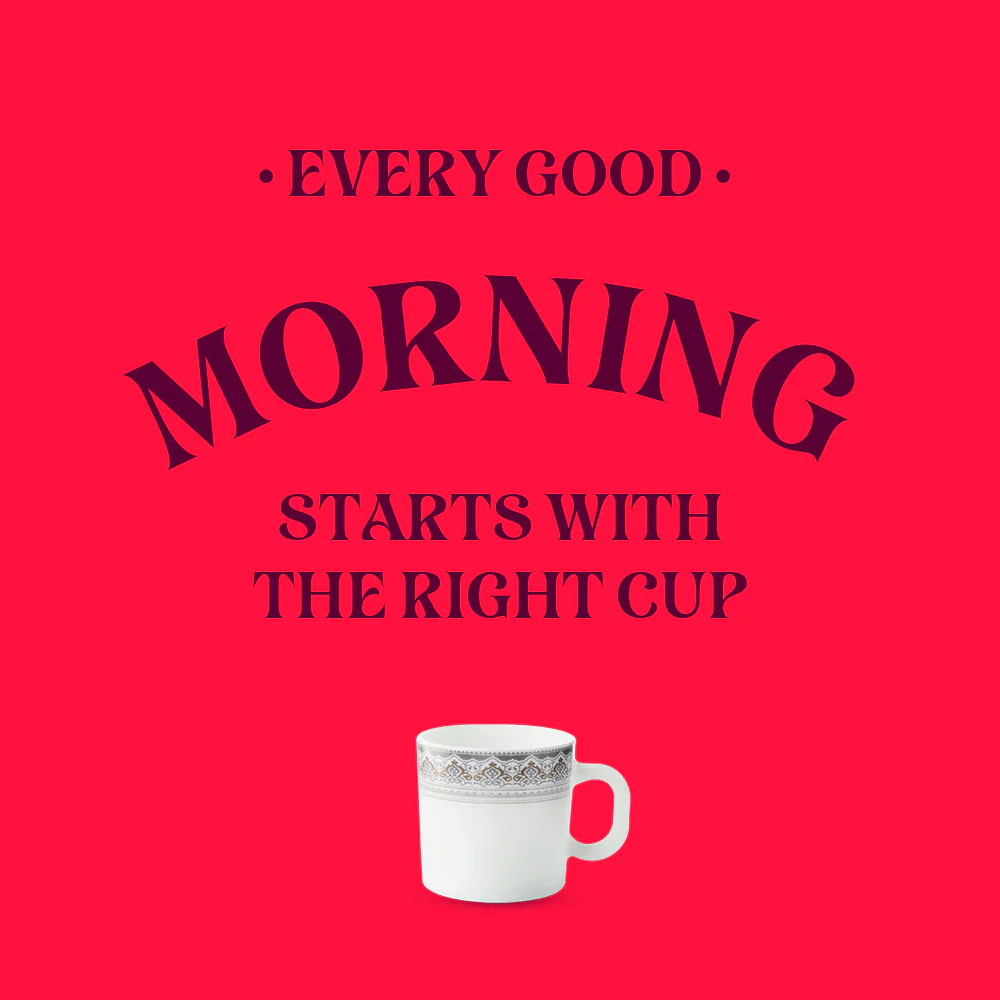 Larah by Borosil Classic Mug Set, 100ml x 6