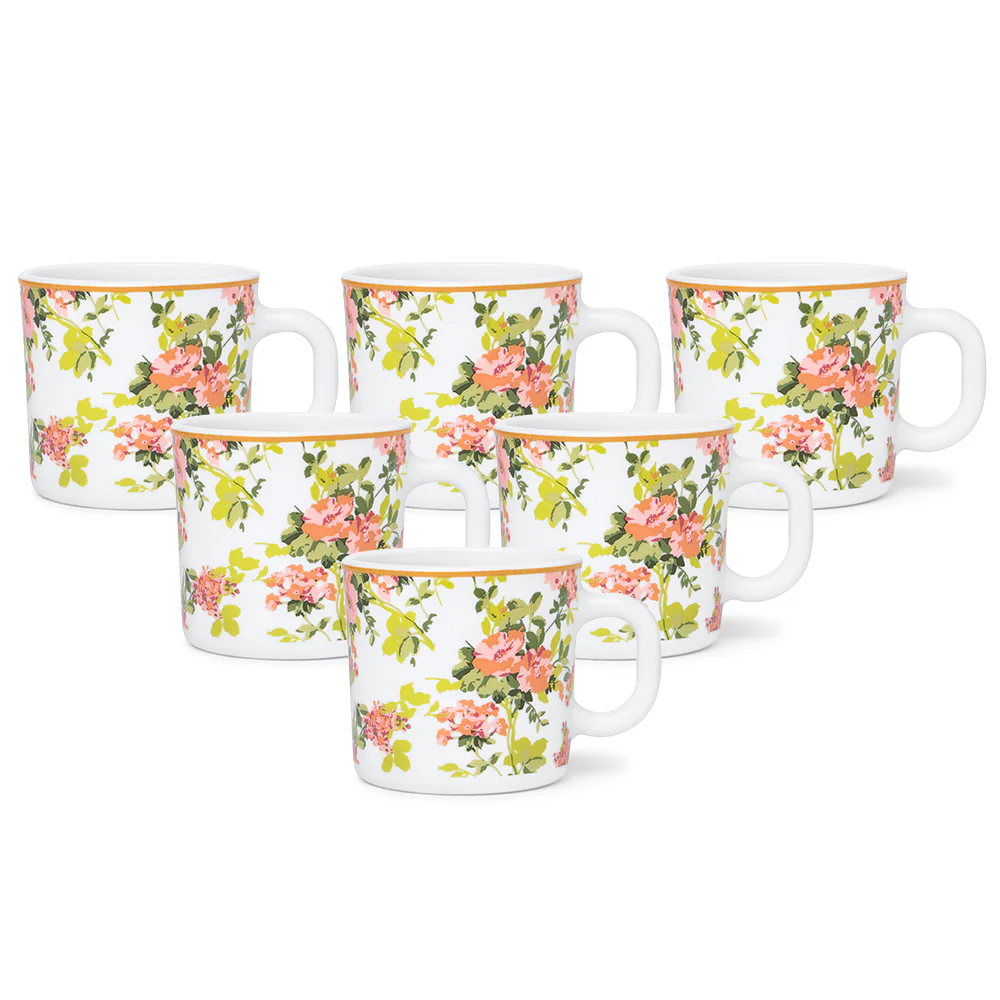 Larah By Borosil Amora Mug Set, 180ml x 6