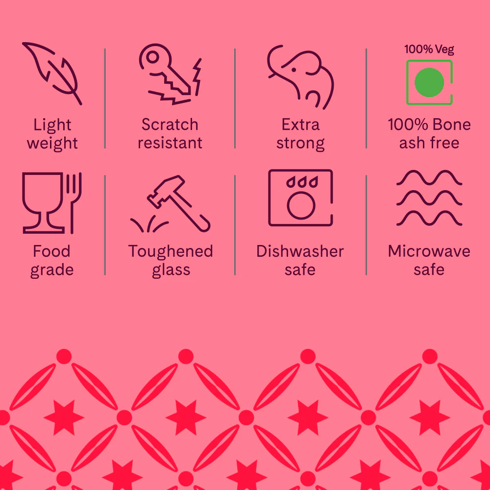 Larah by Borosil, Bellflower Dinner Set, 21 pc