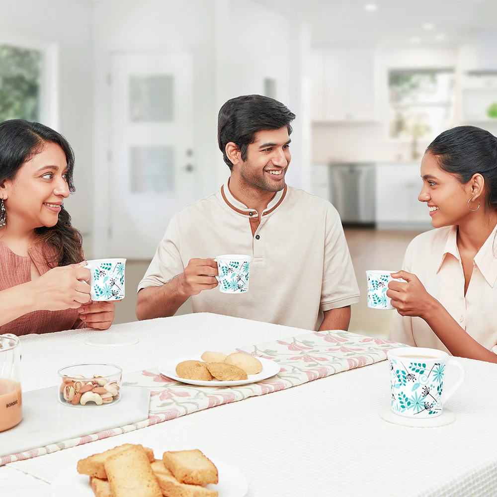 Larah by Borosil Crysta Stardust Mug Set, 210ml x 6