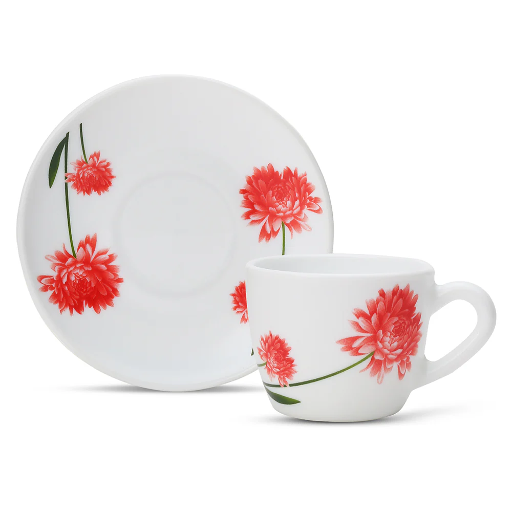 Larah by Borosil Belle Cup n Saucer Set, 90ml x 12