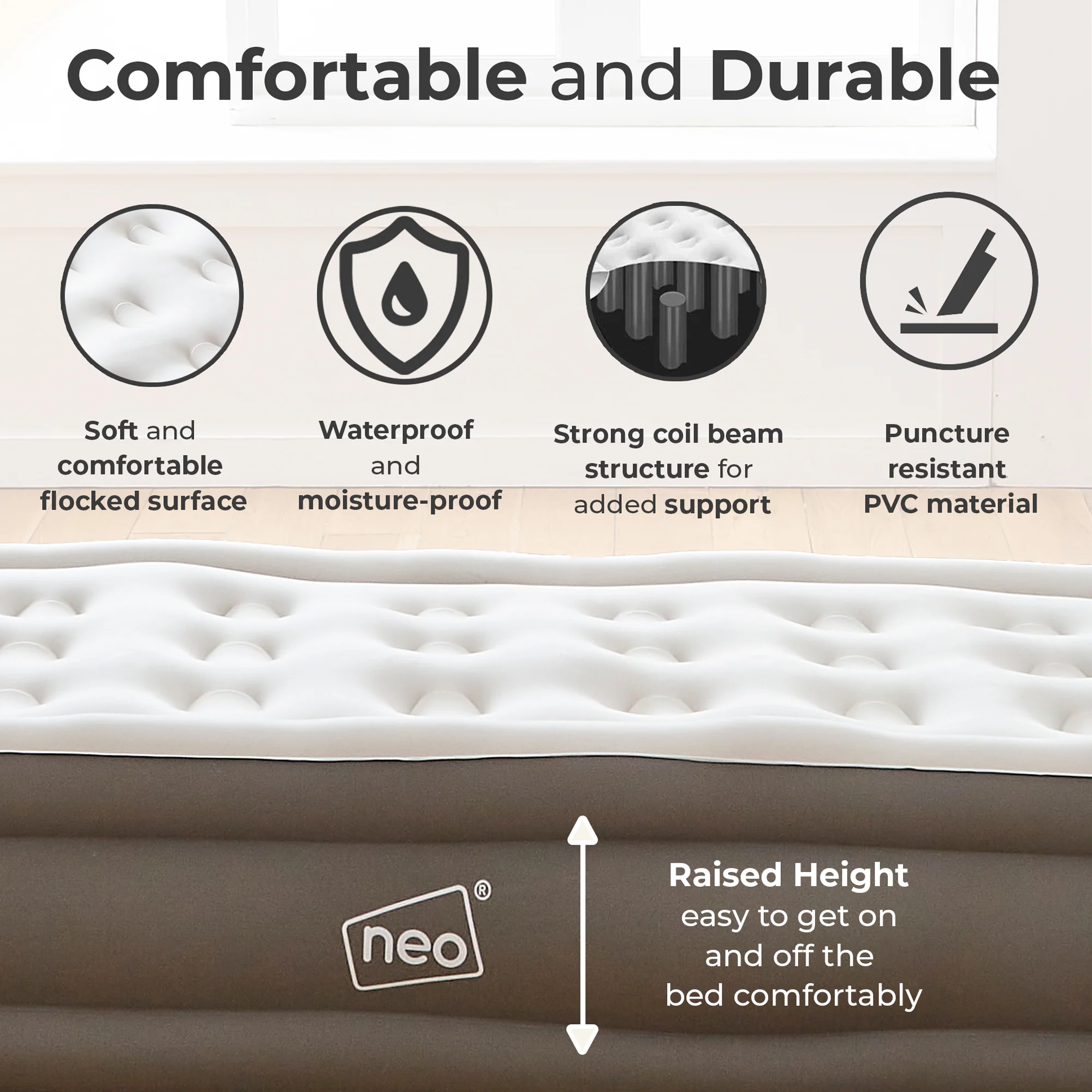 Neo Double King Inflatable Air Bed with Built-in Electric Pump