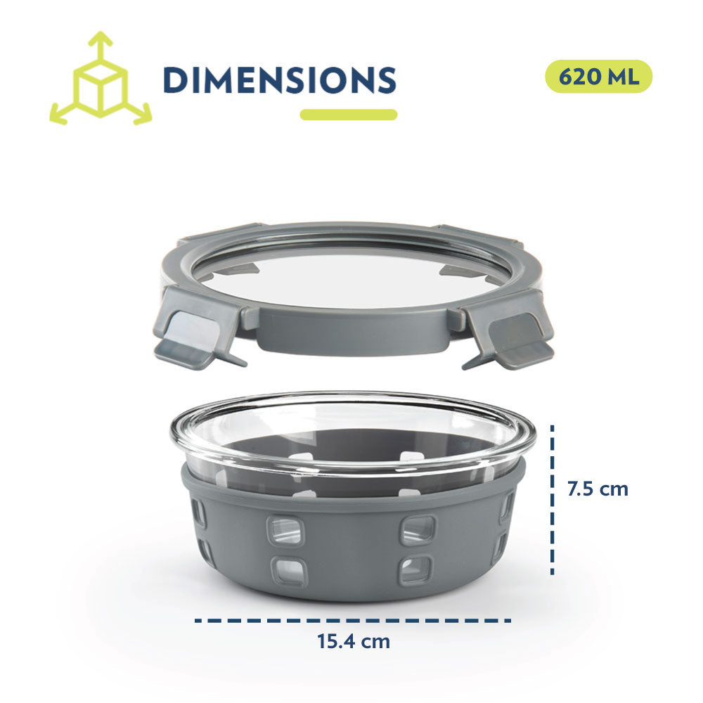 Borosil Tuff-Glass Klip n Store Plus, Round Container