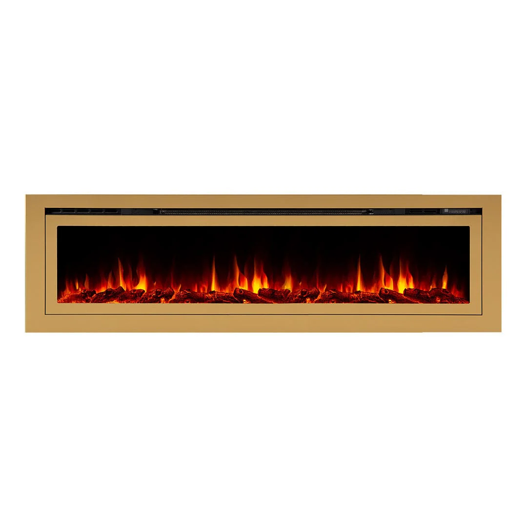 The Sideline Deluxe Gold 72 Inch Recessed Smart Electric Fireplace 86278