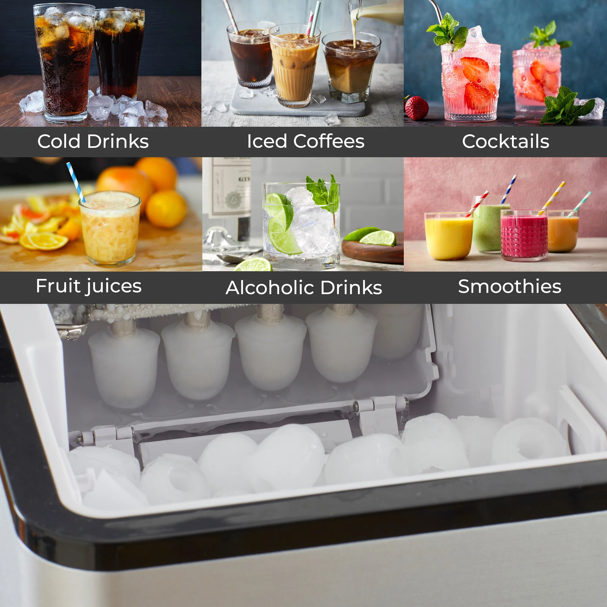 Neo Chrome 1.7L Electric Ice Cube Maker Machine