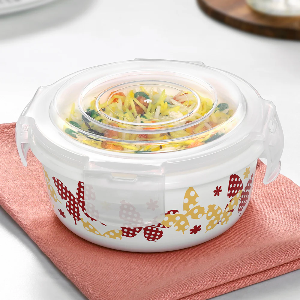 Larah Opalware, Veera Orange Klip N Store Round Container