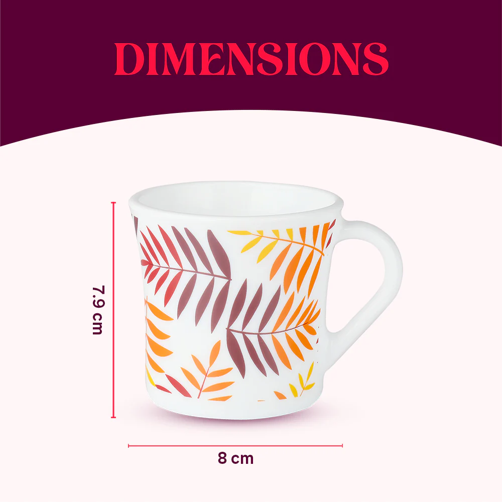 Larah by Borosil Crysta Costa Mug Set, 210ml x 6