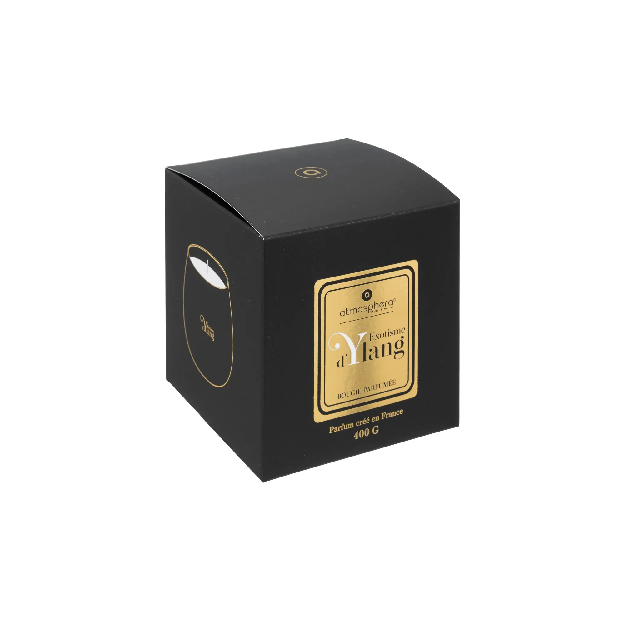 Atmosphera 400g Arlo Exotic Ylang Ylang Scented Candle in Glass Black