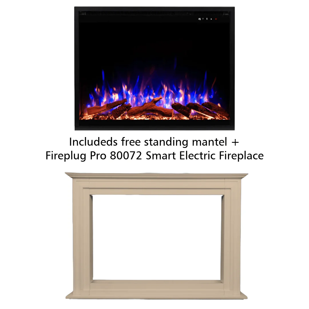 Fireplug Pro 33 Inch Smart Electric Fireplace with Unfinished Encase Surround Mantel