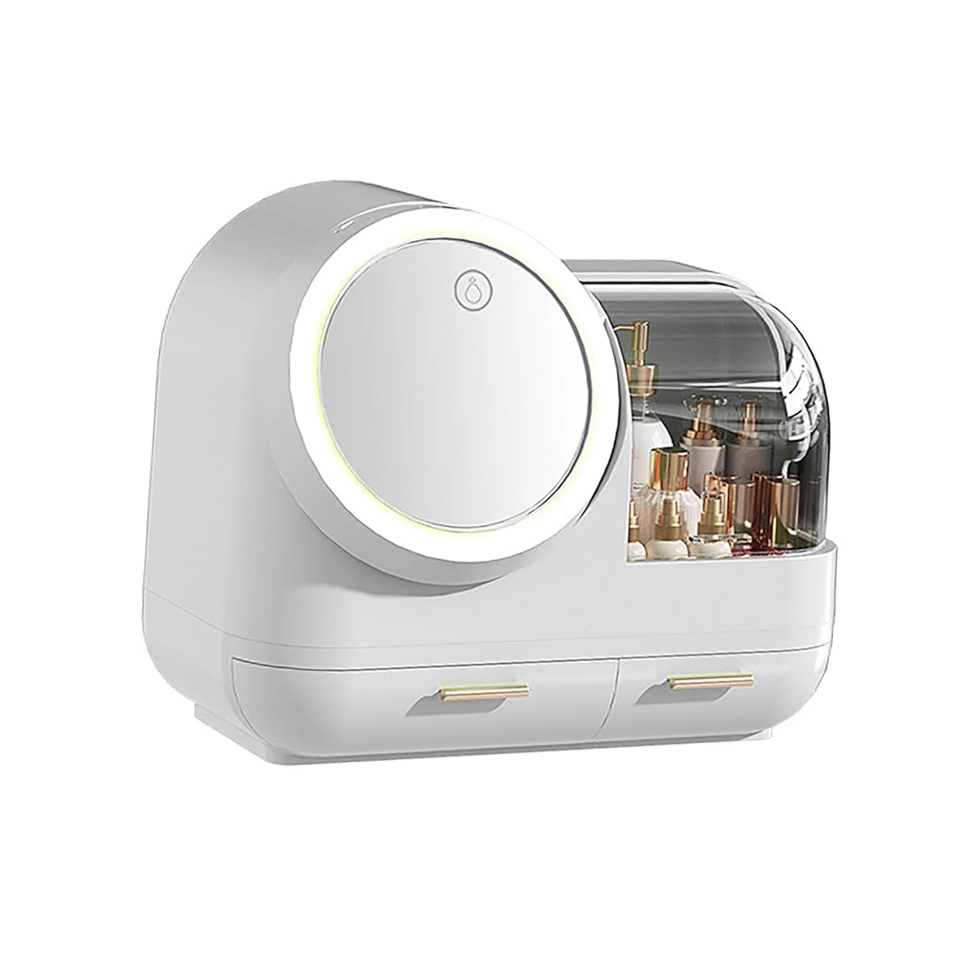 Antalya Cosmetics Storage Organizer Large with LED Lighted Mirror White