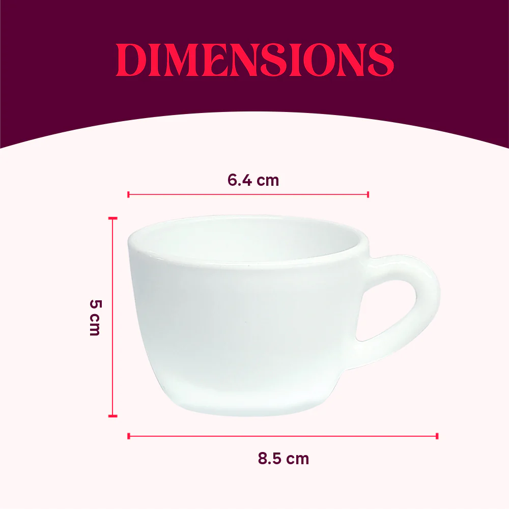 Larah by Borosil Elega Cup Set, 90ml x 6