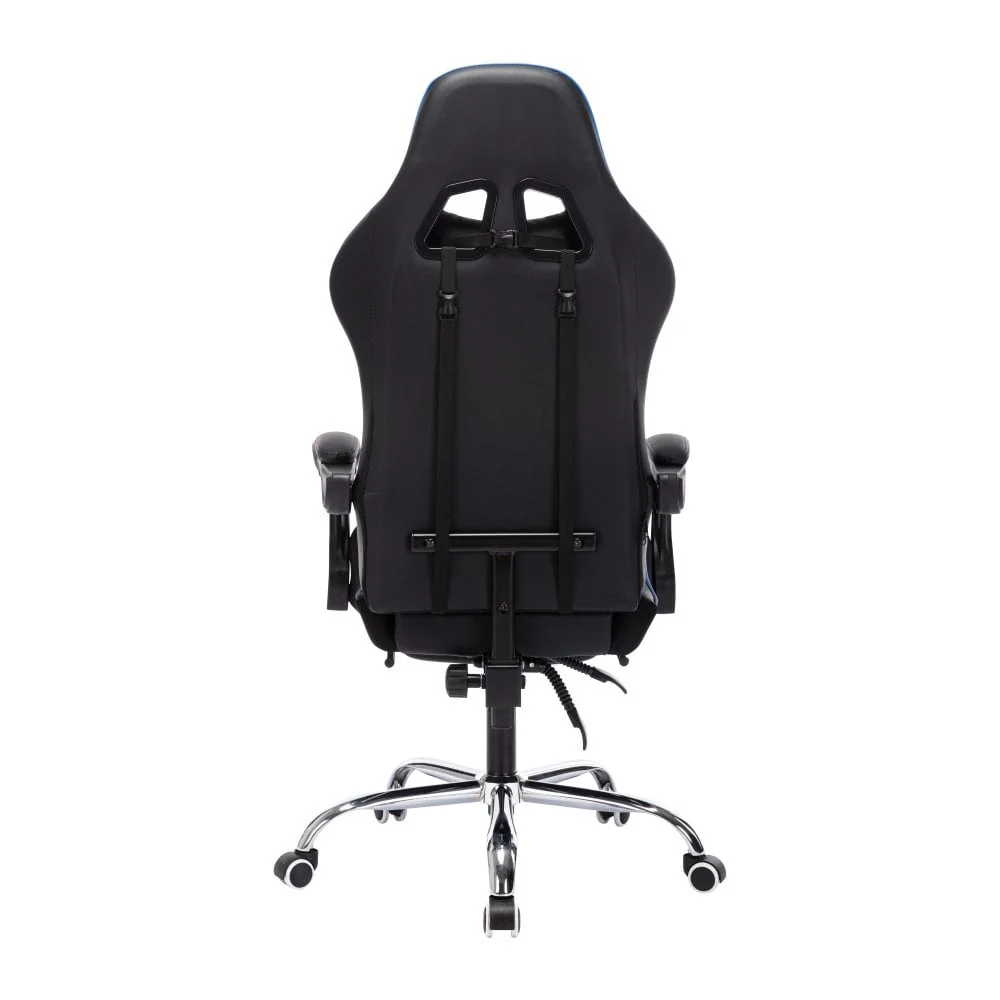 Neo Gaming Chair Blue & Black Leather With Massage Function & Footrest
